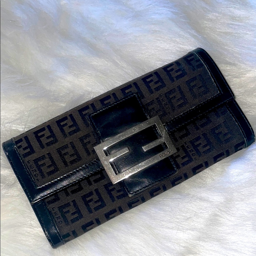 Fendi Black and Silver Monogram Wallet